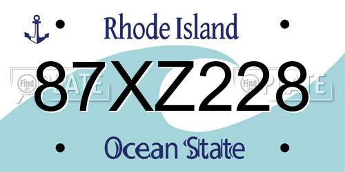 87XZ228 Rhode Island License Plate