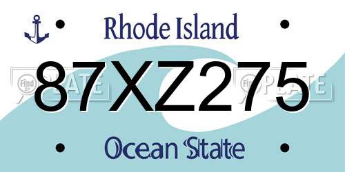 87XZ275 Rhode Island License Plate