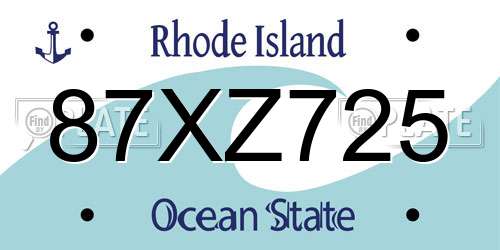 87XZ725 Rhode Island License Plate