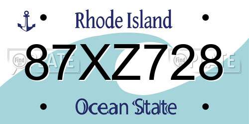 87XZ728 Rhode Island License Plate
