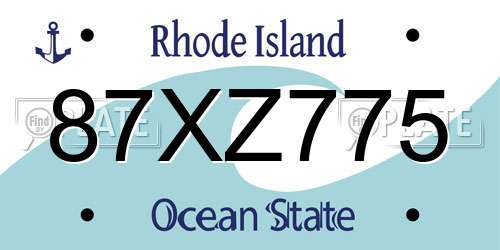 87XZ775 Rhode Island License Plate