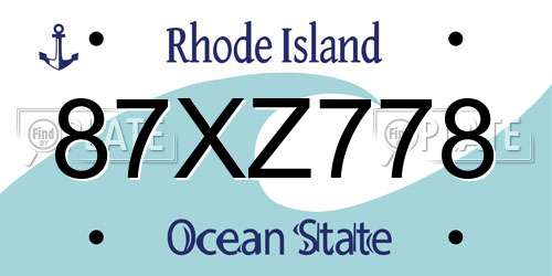 87XZ778 Rhode Island License Plate