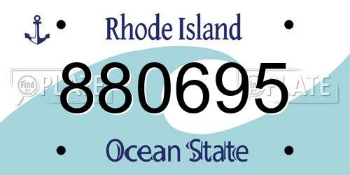 880695 Rhode Island License Plate