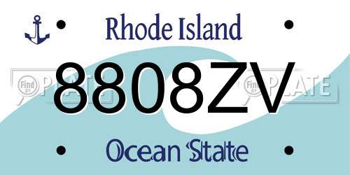8808ZV Rhode Island License Plate