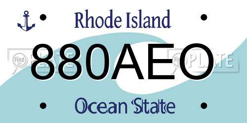 880AEO Rhode Island License Plate