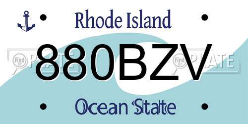 880BZV Rhode Island License Plate