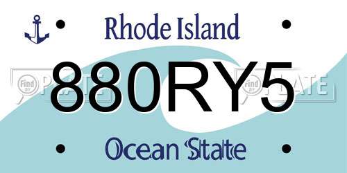 880RY5 Rhode Island License Plate