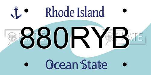 880RYB Rhode Island License Plate