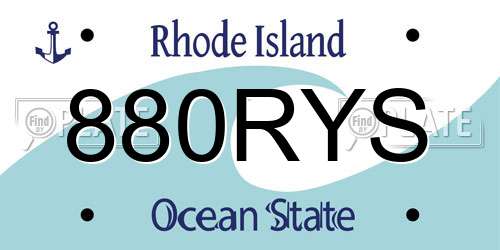 880RYS Rhode Island License Plate