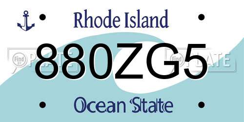 880ZG5 Rhode Island License Plate