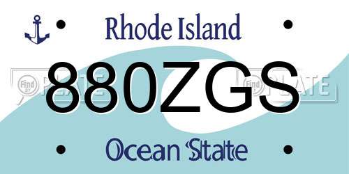 880ZGS Rhode Island License Plate