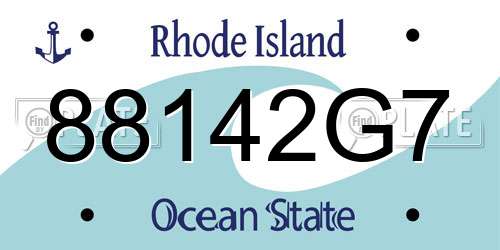 88142G7 Rhode Island License Plate