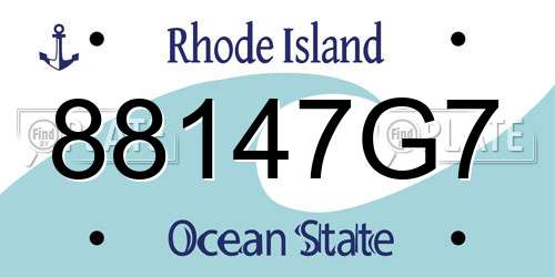 88147G7 Rhode Island License Plate