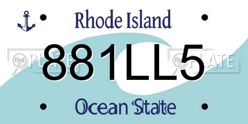 881LL5 Rhode Island License Plate