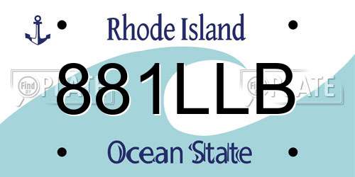 881LLB Rhode Island License Plate