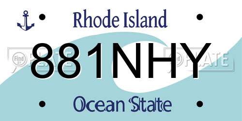 881NHY Rhode Island License Plate