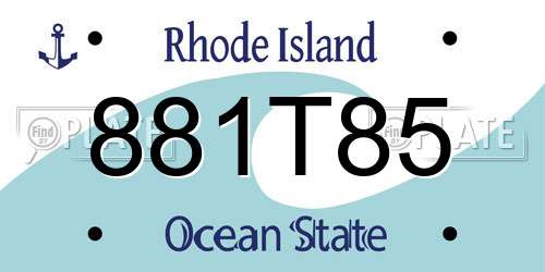 881T85 Rhode Island License Plate