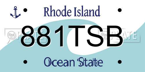 881TSB Rhode Island License Plate