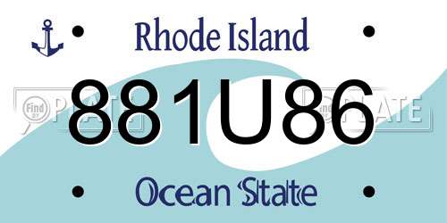881U86 Rhode Island License Plate