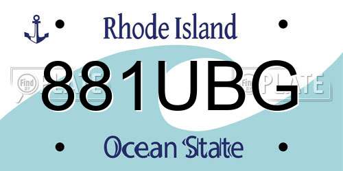 881UBG Rhode Island License Plate