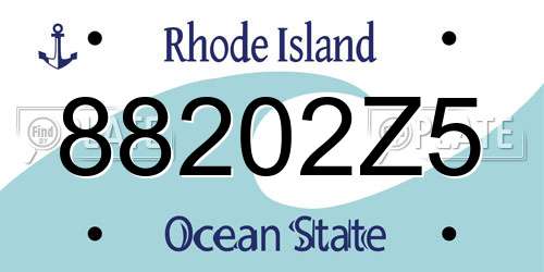88202Z5 Rhode Island License Plate