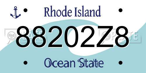 88202Z8 Rhode Island License Plate