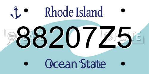 88207Z5 Rhode Island License Plate