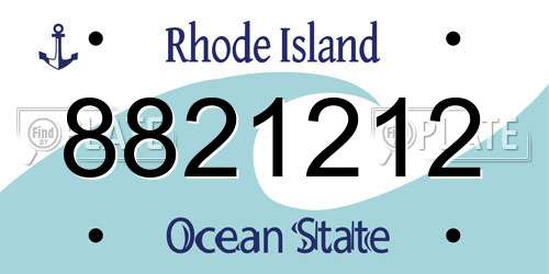 8821212 Rhode Island License Plate
