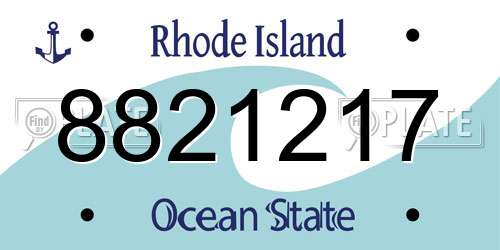 8821217 Rhode Island License Plate