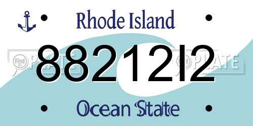 88212I2 Rhode Island License Plate