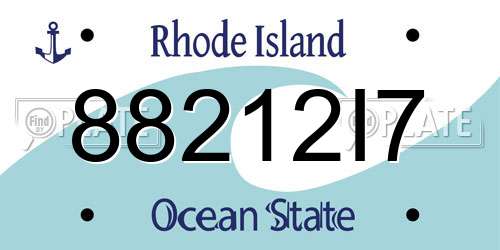 88212I7 Rhode Island License Plate