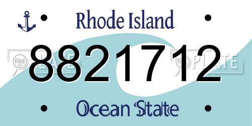8821712 Rhode Island License Plate