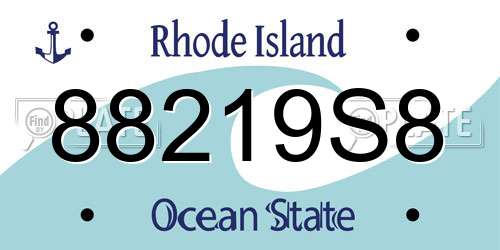 88219S8 Rhode Island License Plate
