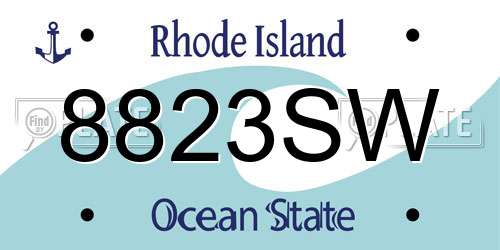 8823SW Rhode Island License Plate