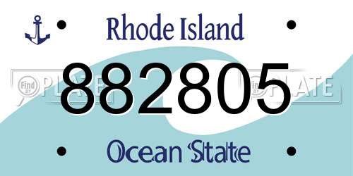 882805 Rhode Island License Plate