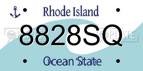 8828SQ Rhode Island License Plate