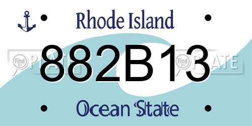882B13 Rhode Island License Plate