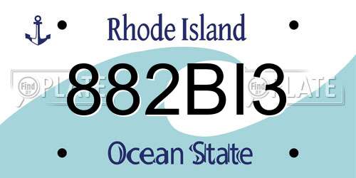 882BI3 Rhode Island License Plate