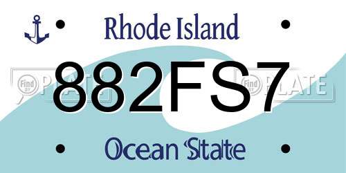 882FS7 Rhode Island License Plate