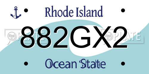 882GX2 Rhode Island License Plate