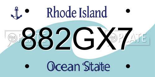 882GX7 Rhode Island License Plate
