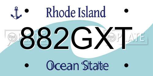 882GXT Rhode Island License Plate