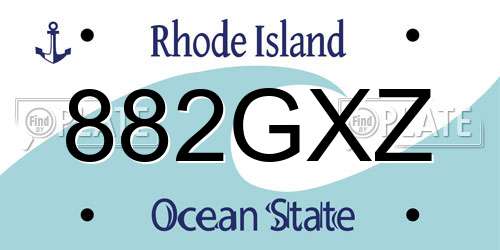 882GXZ Rhode Island License Plate