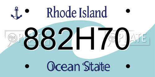882H70 Rhode Island License Plate
