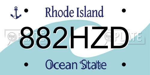 882HZD Rhode Island License Plate