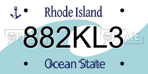 882KL3 Rhode Island License Plate