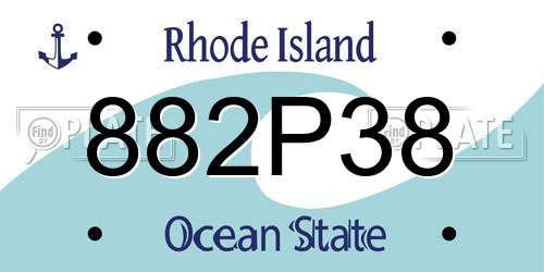 882P38 Rhode Island License Plate