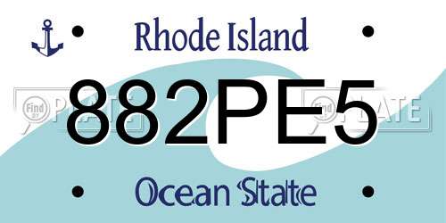 882PE5 Rhode Island License Plate