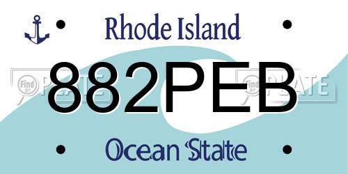 882PEB Rhode Island License Plate