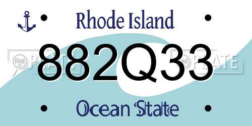 882Q33 Rhode Island License Plate